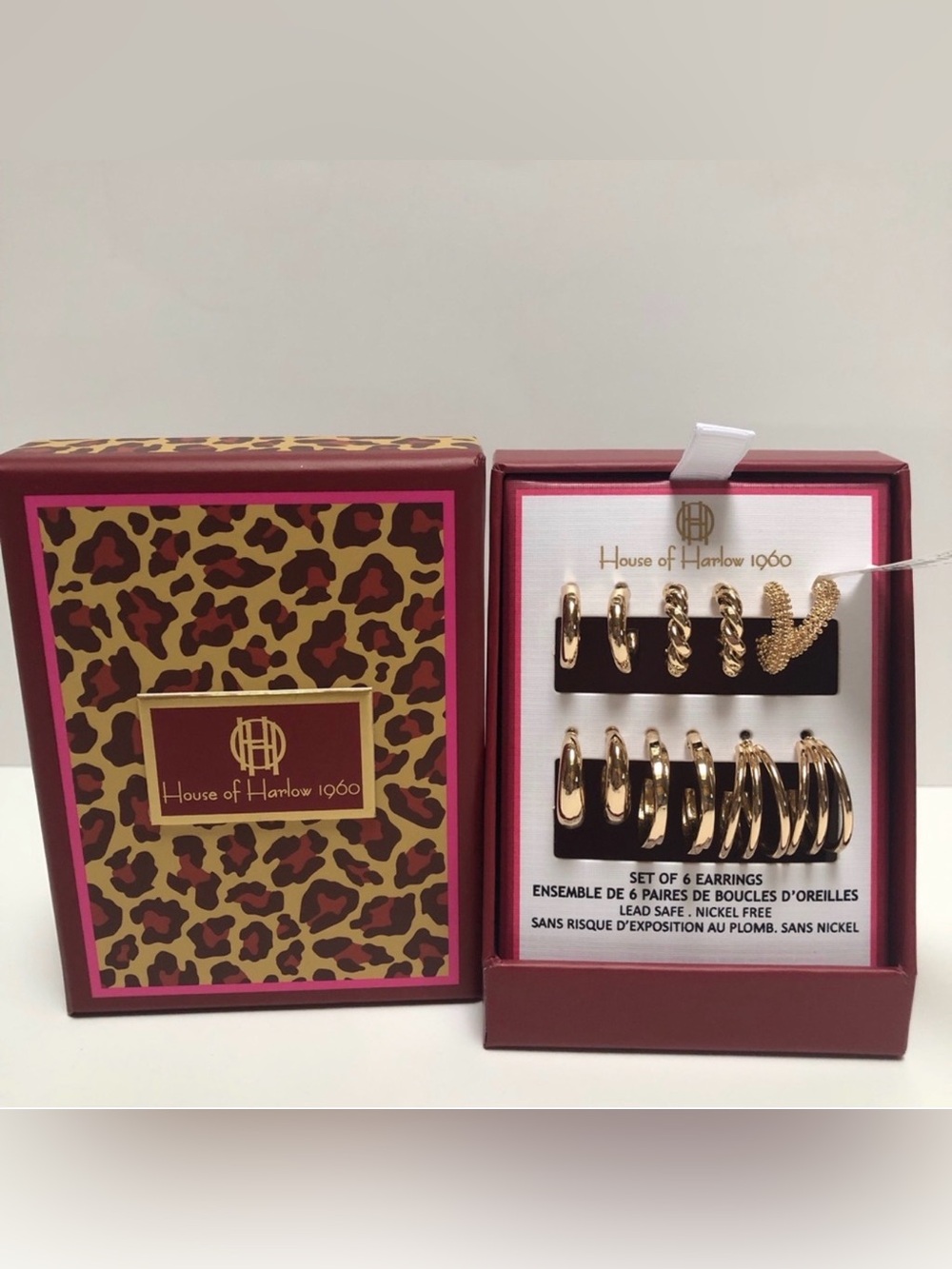 House of Harlow Set of 6 Gold Tone Earrings NWT